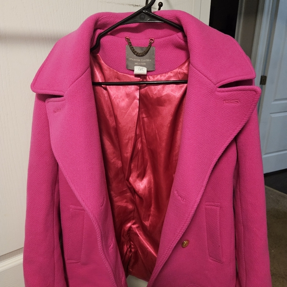 J. Crew Vibrant Pink Pea Coat - Picture 2 of 4